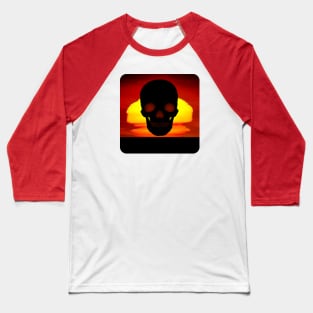 Sunset Silhouette Human Skull Baseball T-Shirt